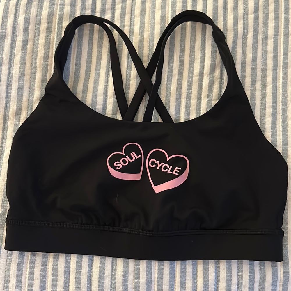 Lululemon SoulCycle Valentine’s Day Energy Line Black Sports Bra Size 6